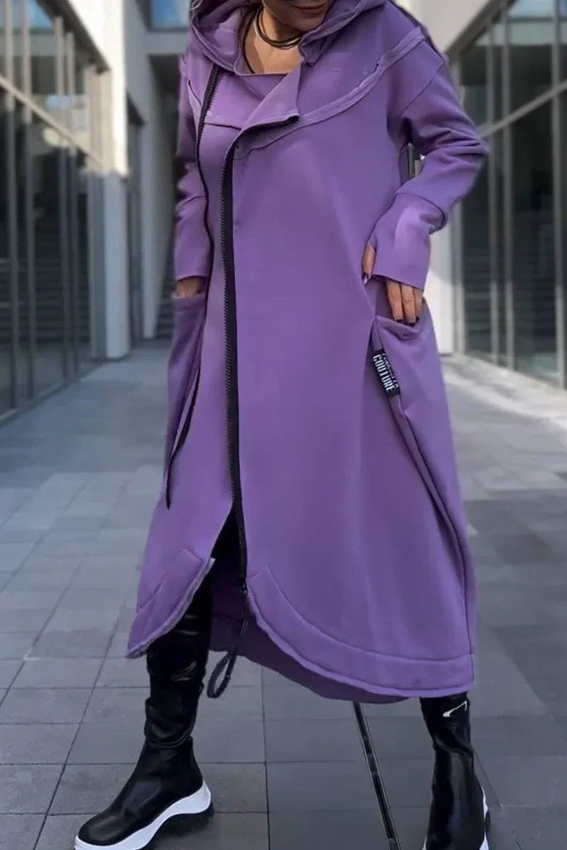 Élodie™ | Sweat à capuche long zippé en tissu léger et respirant