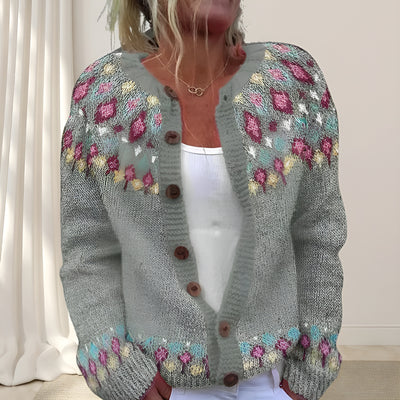 Sarah™ | Gilet chic en maille lâche avec motif