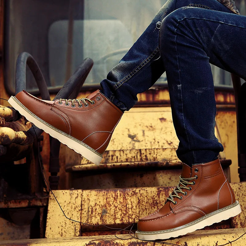 Mathieu™ | Bottes en cuir véritable rétro