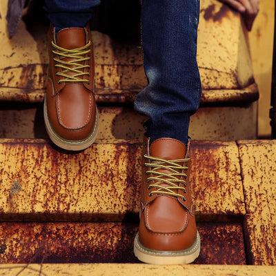 Mathieu™ | Bottes en cuir véritable rétro