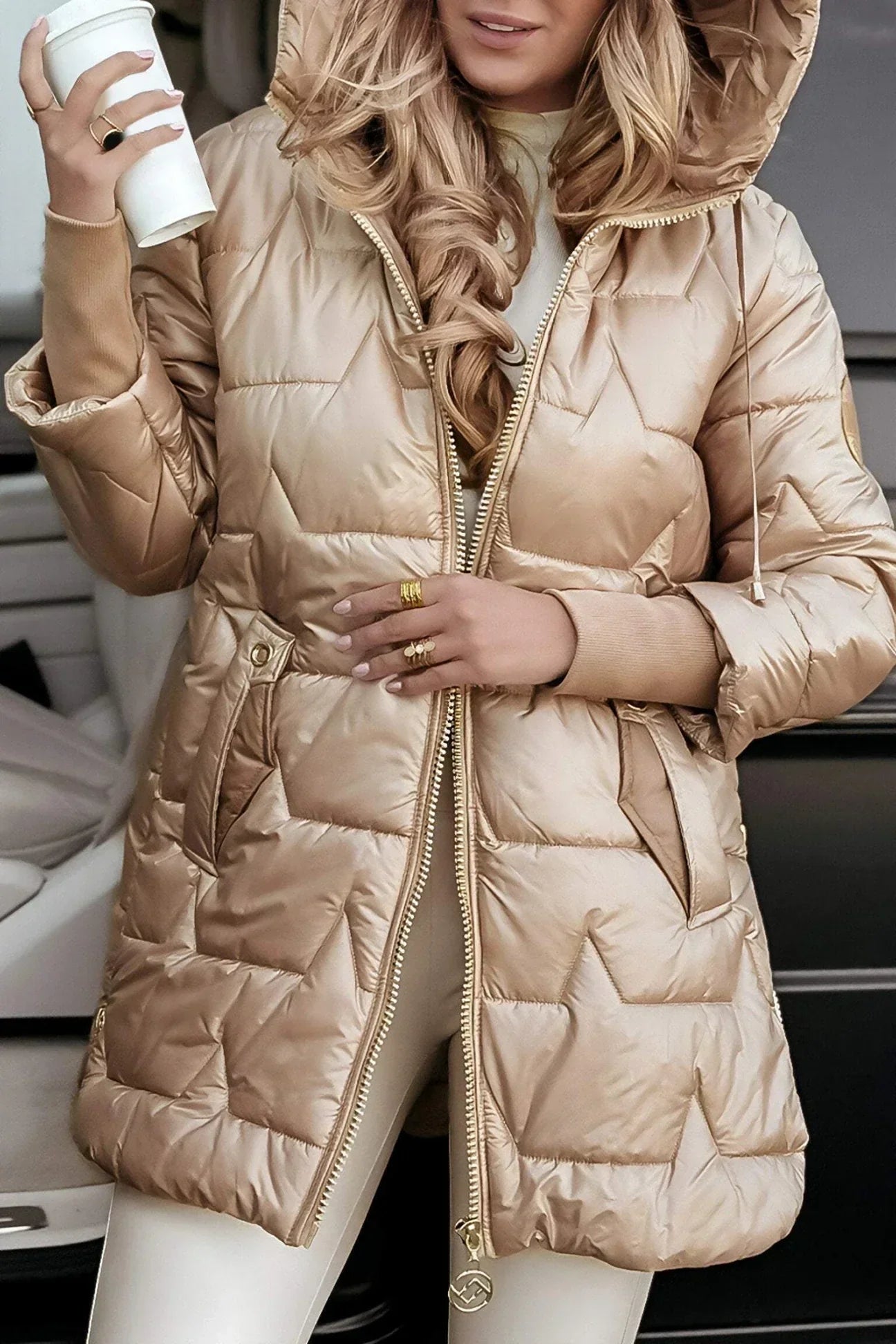 Doréline™ | Manteau d’hiver élégant avec capuche et doublure