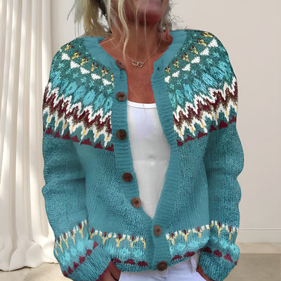 Sarah™ | Gilet chic en maille lâche avec motif